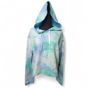 Tie-Dye Cropped Women's Hoodie 2XL Y2K Hippie Activewear Boho Colorful Retro Fun